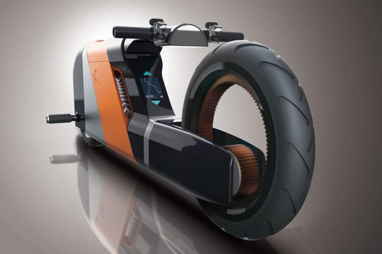 A Tron formavilágát idézi a kínai dizájner vasúti síneken is közlekedő elektromos motorja
